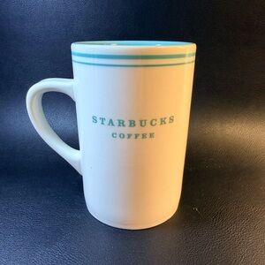 Starbucks White Mug with Teal Highlights (2004)